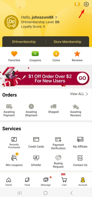 How to Delete Your DHgate Account Via App - Step 2