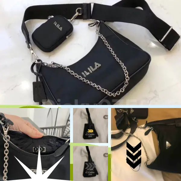 Dicky0750's high-quality Prada-inspired nylon shoulder bag re-edition 2005 style, available on DHgate